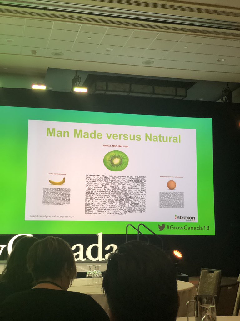 Another dichotomy: man made vs natural. We assume the risk is higher when it’s man made.  But guys, look at this all-natural kiwi!! #growcanada18 <a href="/Jack_A_Bobo/">Jack Bobo</a>
