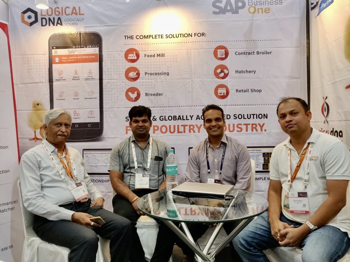 anil_marali's tweet photo. Witness #Poultry solution powered by #SAPBusinessOne #ERP live demo by @logicaldna team for small &amp; mid-size companies at Poultry India 2018 in Hyderabad, South Asia's biggest international poultry exhibition ✨ 

#PoultryIndia2018 #TheBestRun #SAP #SAPHANA #Innovation @SAPIndia https://t.co/X2QZXdsvGo