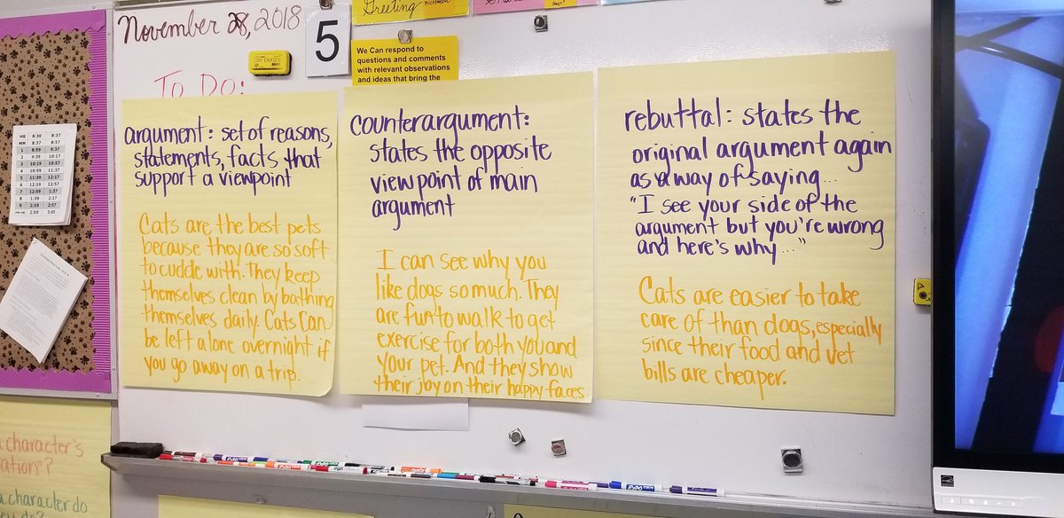 FDStahl's tweet photo. A well-crafted argument hits a viewpoint hard with reasons/facts, acknowledges the counterargument, and then issues a rebuttal to bring the convo back to the original argument. Should kids have assigned seats in the cafeteria? Let's debate! #ScholasticScope #catsofcourse https://t.co/AKfjSWsJTx