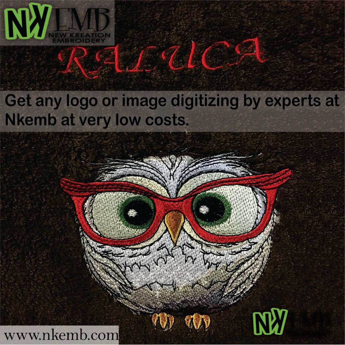 NkEmbroidery's tweet image. Get any logo or image digitizing by experts at Nk emb at very low costs.
For more details visit: nkemb.com
For prices reach us at - mark.nkemb@gmail.com
or call us at : +1 609-473-0809

#logodigitizing #puffdigitizing #nkemb #redworkdigitizing
