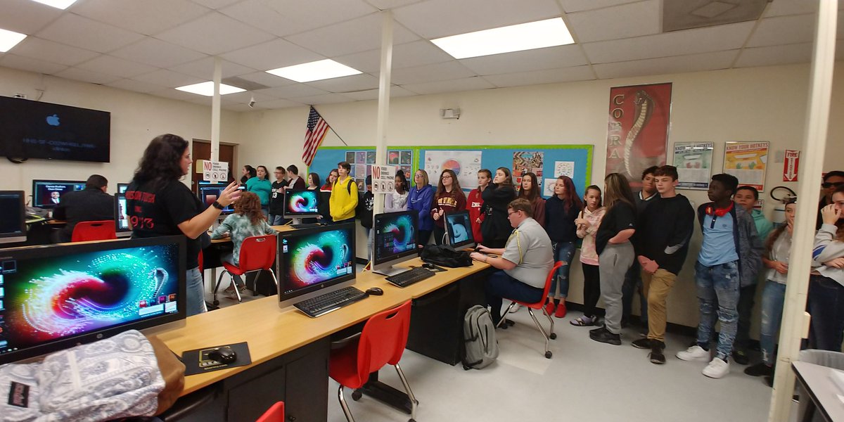 Enjoyed the day showing Crews Lake Middle School students our Vet Tech, Aerospace, Computer, and JROTC programs. <a href="/hhscobras/">Hudson High School</a> #cobrapride