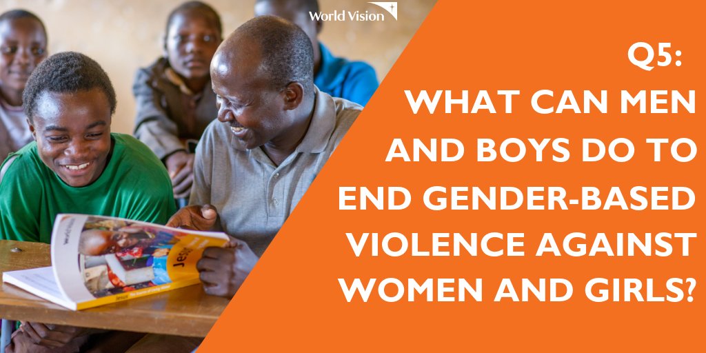 Q5: What can men and boys do to end gender-based violence against women and girls in their communities?

#GBVChat #GBV #16Days #OrangeTheWorld #ENDViolence