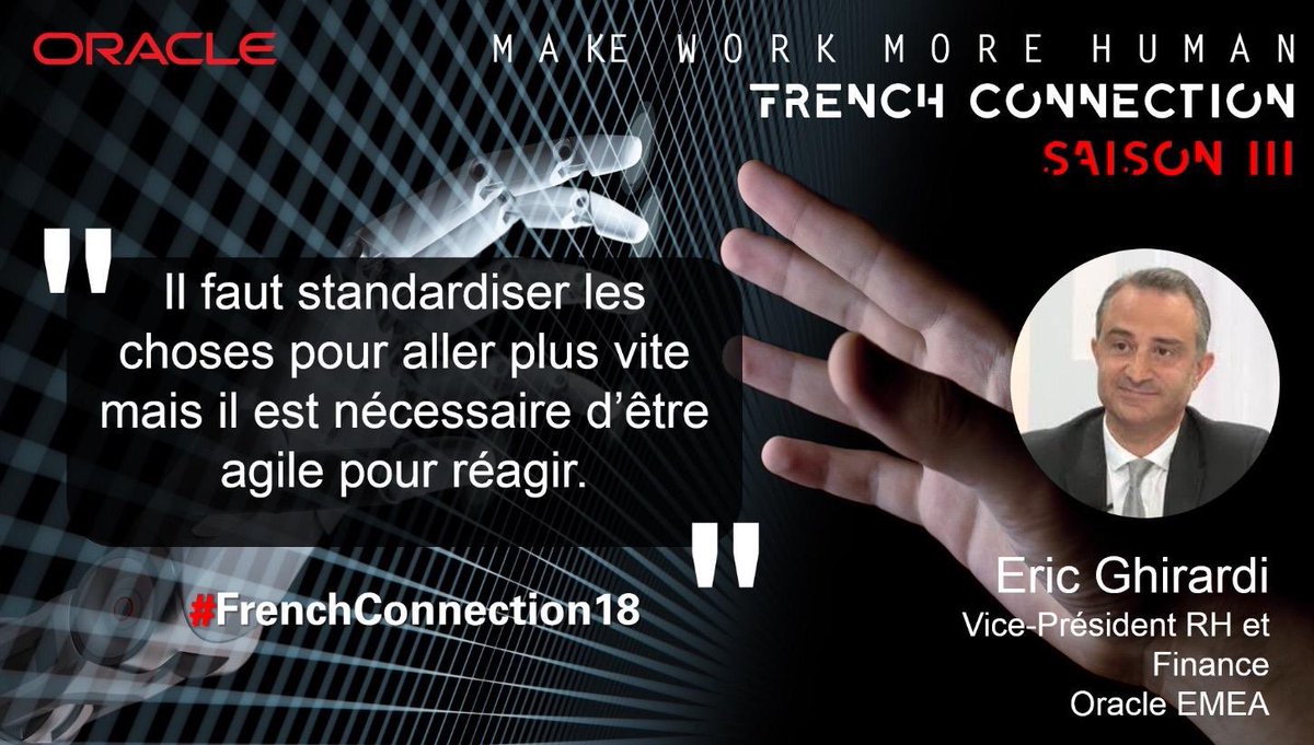 Oracle_France's tweet photo. Intervention de @GhirardiEric sur l'innovation dans les RH et le management. #FrenchConnection18 https://t.co/hbGXvh7TFt