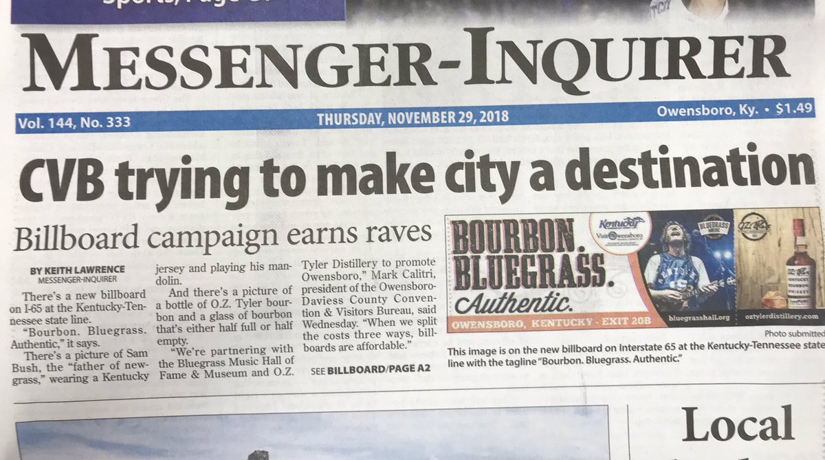 markcalitri's tweet photo. OZ Tyler and the Bluegrass Hall of Fame & Museum are working closely together with the CVB to create real value for Owensboro! #owensboro #oztyler #bluegrasshall https://t.co/A00yh8eeUQ