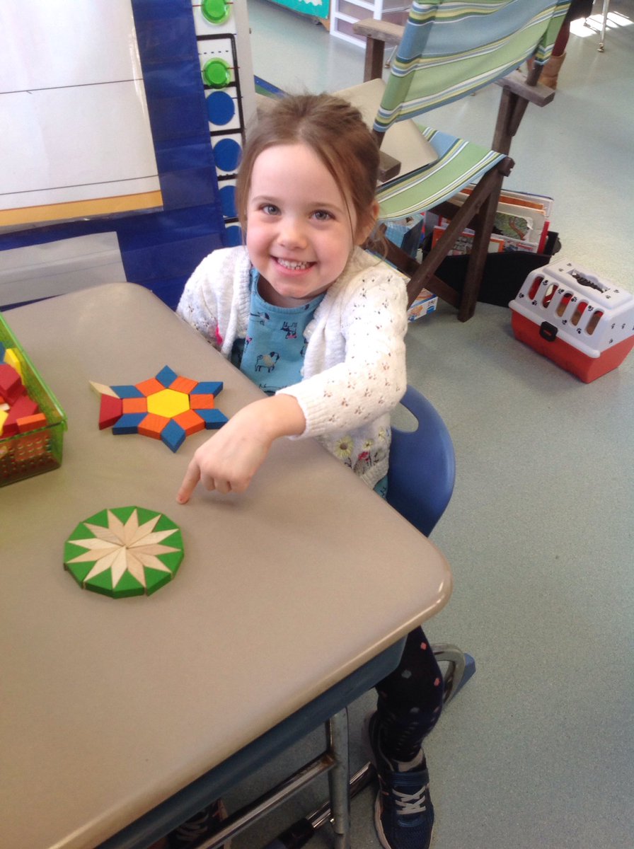 I made this cool shape with pattern blocks. It has 12 sides!  We researched  what a shape with 12 sides is called. And we found out!  Do YOU know what a 12-sides figure is called?  PS I made this with skinny rhombuses and triangles.