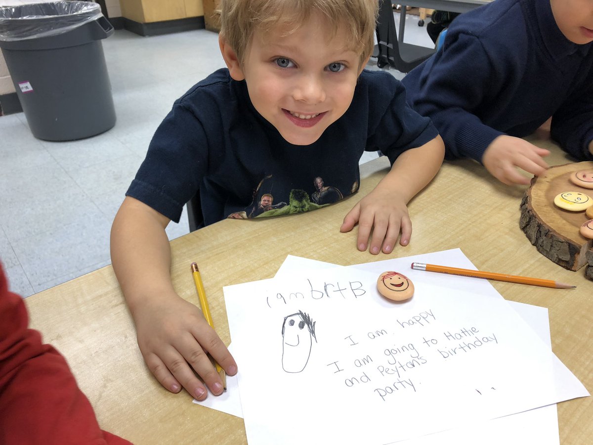 MsMeganMcCann's tweet photo. Using emotion stones to write how we are feeling this morning, some of us are glad, sleepy and happy! @thestingersbuzz #EmotionalAwareness #HowDoIFeel https://t.co/zjPS9UeXbo