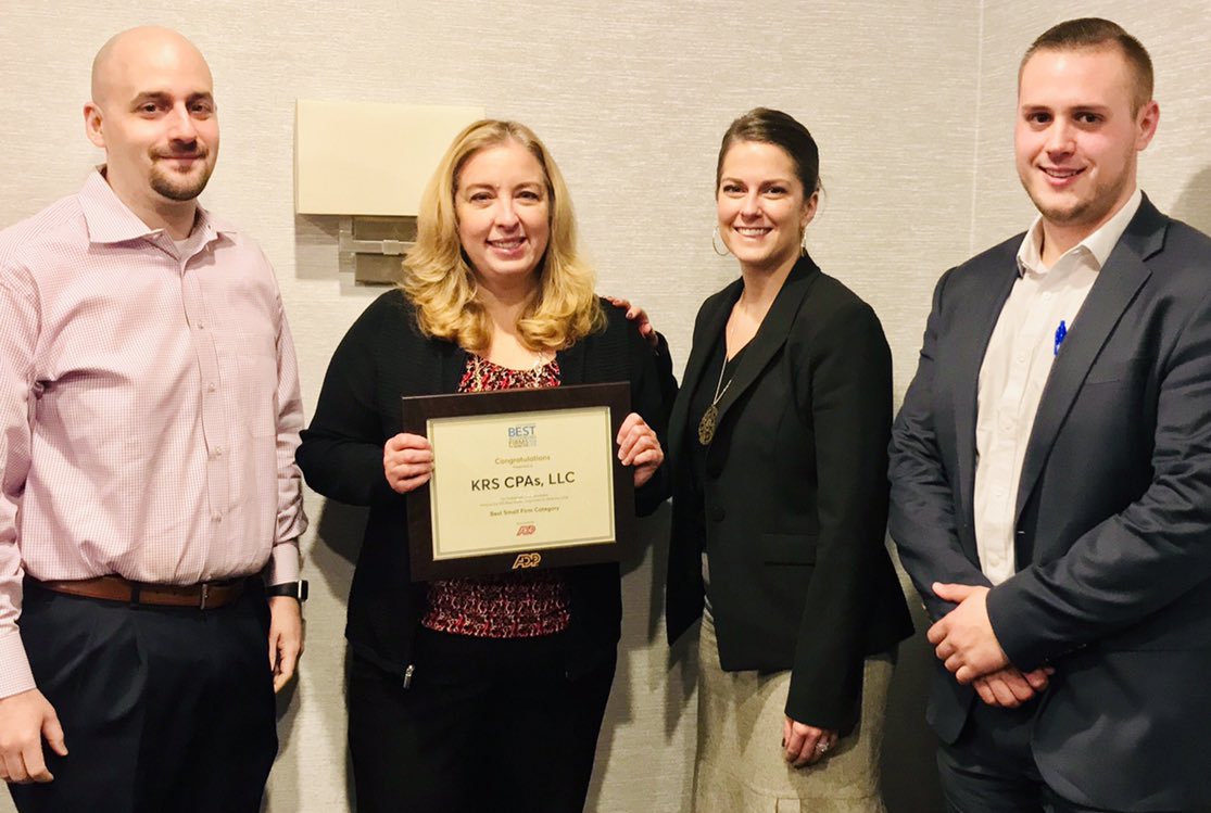 KRSCPAS's tweet photo. Simon and Maria accepted the @AccountingToday Best Accounting Firms To Work For Award. KRS was named #6 on the list for providing a great work environment and company culture. @adp #accounting #worklifebalance #bestplacestowork #goals #thisiskrs @MariaRollinsCPA @RETaxGuy https://t.co/qJxsAR5kOX
