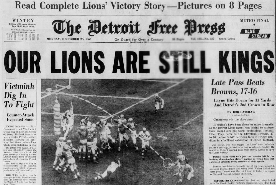 detroit lions 1953