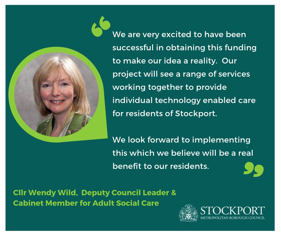 StockportMBC's tweet photo. We have been awarded £67,000 from NHS Digital for a project which uses technology to support vulnerable people to stay safe and independent in their own homes, avoiding the need for more formal social care. #SCDIP @LGAnews @LGAcomms @NHSDigital More here:  https://t.co/7tTKIjmK2a https://t.co/waf7AMKsSA