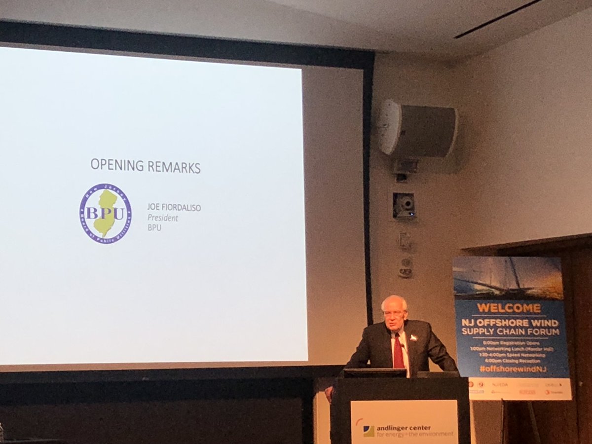 Joe Fiordaliso President @NJBPU: 'offshore wind moves NJ in a direction to mitigate & minimize the effects of climate change' in opening remarks at 'NJ Offshore Wind Supply Chain Forum' today at the Andlinger Center. #offshorewindnj @offshorewindus @NJEDATech @NewJerseyDEP