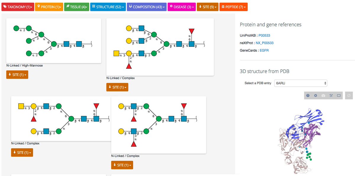 GlycomicsExpasy's tweet photo. Better with a picture!
Reorganised GlyConnect pages and integration of #litemol to view 3D-SNFG glycans on glycoproteins as suggested by @glycam
#glycoproteomics #glycosylation #glycans #glycotime @ISBSIB https://t.co/kN3NXivCto