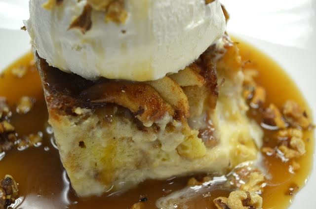 There honestly isn't any other option... Apple Bread Pudding or nothing. Served warm with our homemade Apple Jack Brandy Caramel Sauce and finished with a scoop of Vanilla Haagen-Dazs ice cream. And just a few toasted nuts for some crunch.