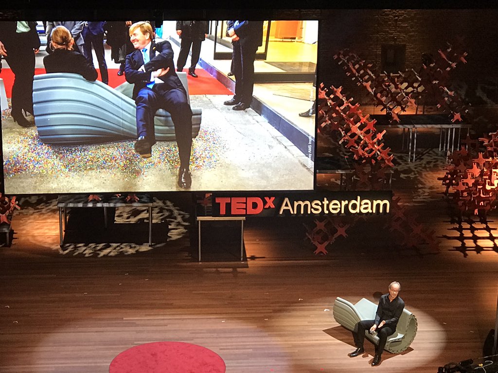 evrofeli's tweet image. @Arjan_vTimmeren sitting on a chair made from one year &amp;amp; a half amsterdam waste @TEDxAmsterdam #tedxamsterdam #thebigx
