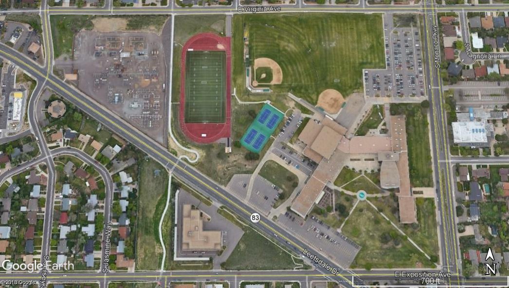 DeptGw's tweet photo. George Washington HS in #Denver is at the juncture of some of our City's most dangerous roads (#highinjurynetwork = https://t.co/ExudE45JRJ). We're exploring #SRTS thru #tacticalurbanism - stay tuned! #HSlivesmatter #demandmore https://t.co/FNIrLJZniq