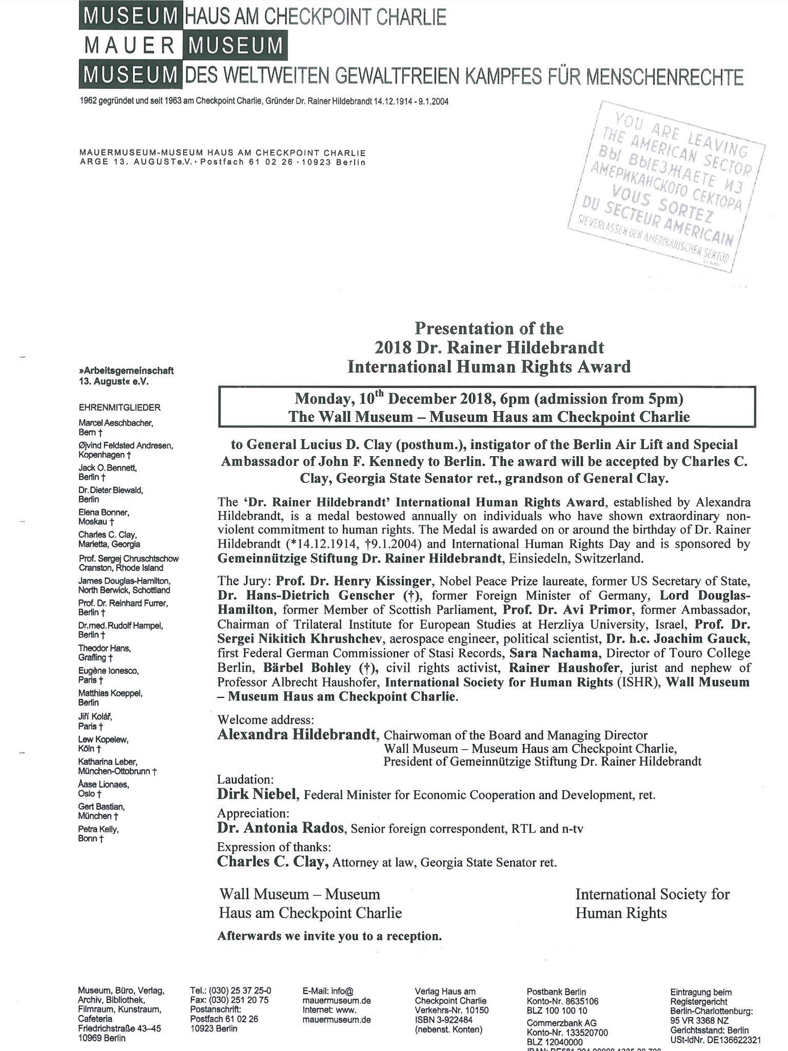 Checkpoint Charlie Museum On Twitter Dr Rainer Hildebrandt