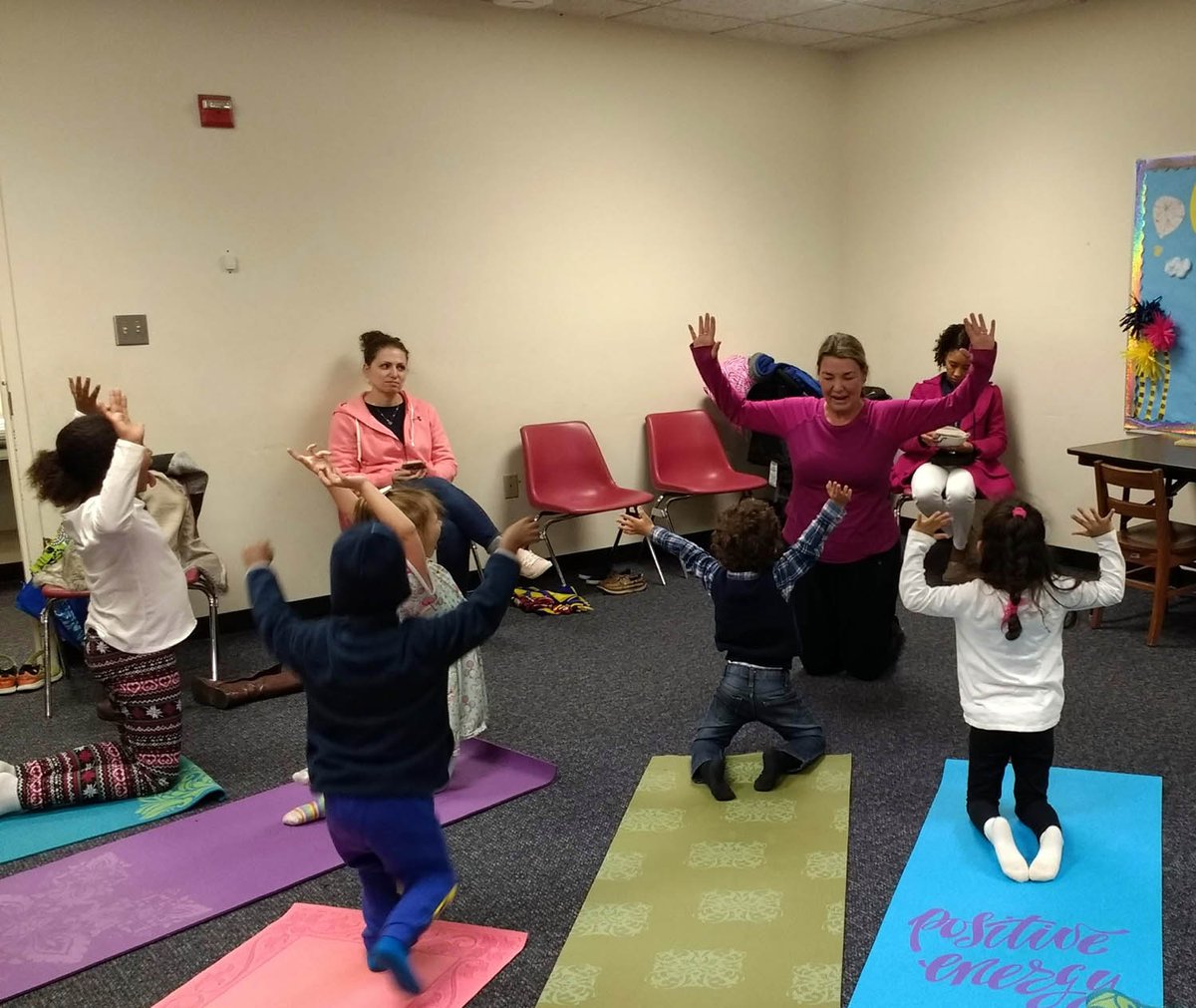 cobblibrary's tweet photo. Children at #KennesawLibrary welcomed a special guest for school age #storytime! Certified #yoga instructor Karin Thomas showed us how to be our favorite animals in yoga poses for a very stretchy afternoon! https://t.co/DBikJUgInG
