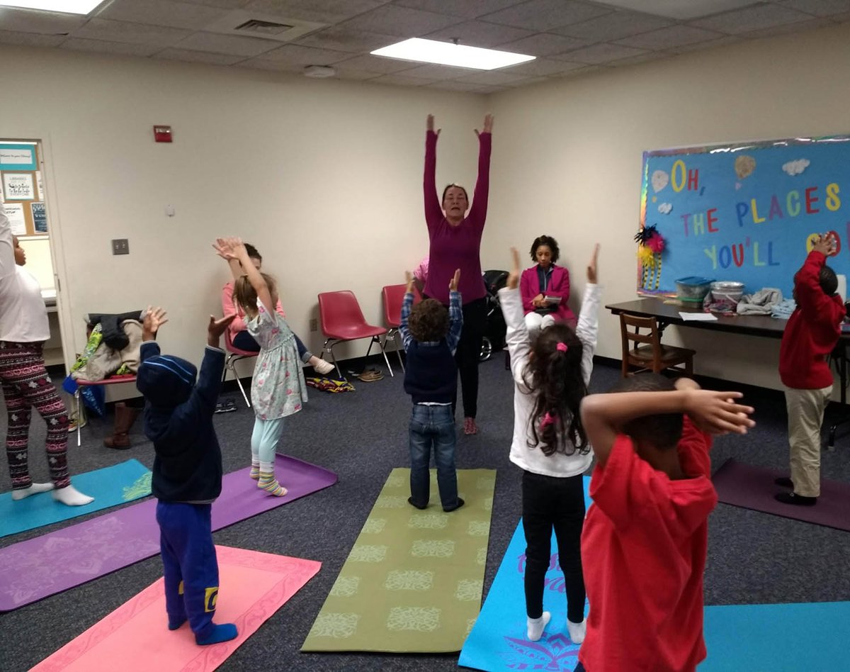cobblibrary's tweet photo. Children at #KennesawLibrary welcomed a special guest for school age #storytime! Certified #yoga instructor Karin Thomas showed us how to be our favorite animals in yoga poses for a very stretchy afternoon! https://t.co/DBikJUgInG