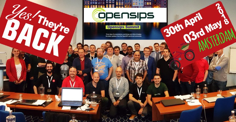 panhwar's tweet image. #Opensips Summit from 30th April to 3rd May in Amsterdam Netheral Fun is back!