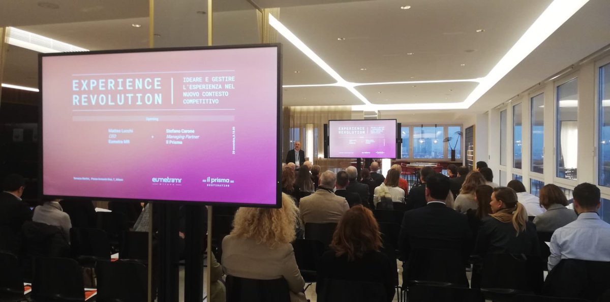 ilPrisma's tweet photo. Perché l’#experience è oggi il prodotto più difficile da produrre? Quali criticità ed opportunità nella costruzione dell’experience da parte delle aziende? Stefano Carone, Managing Partner @IlPrisma, e @lucchi_matteo, CEO @EumetraMR presentano i temi circa #experiencerevolution https://t.co/pNFuQDqbOL