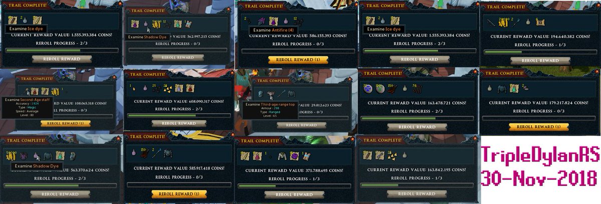TripleDylanRS's tweet photo. The super rare drops I've received since I started hunting clues, 7 months ago. FeelsGoodMan. @RuneScape https://t.co/Vnp4OwvpFZ