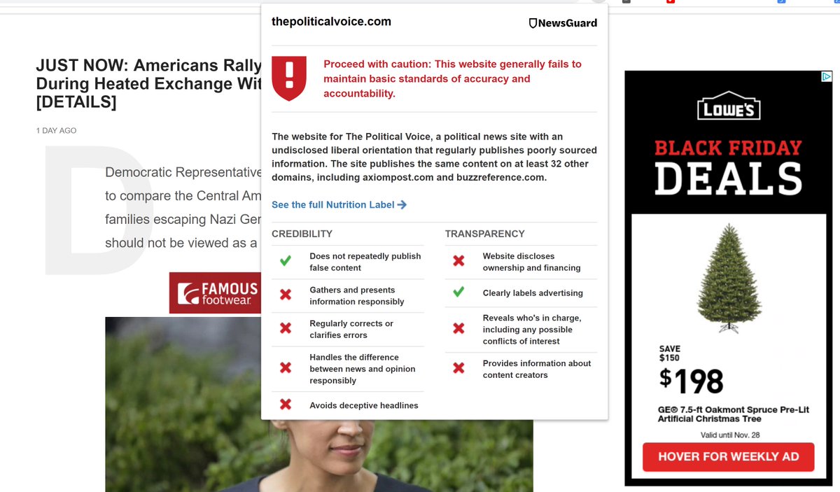 NewsGuardRating's tweet photo. Note to marketing people at @Lowes @menswearhouse @nike (and others). If you used BrandGuard, the humanly curated brand safety product from NewsGuard, your ads would only appear on NewsGuard rated GREEN news sites—not sites like this: https://t.co/w1kbsGO2OM