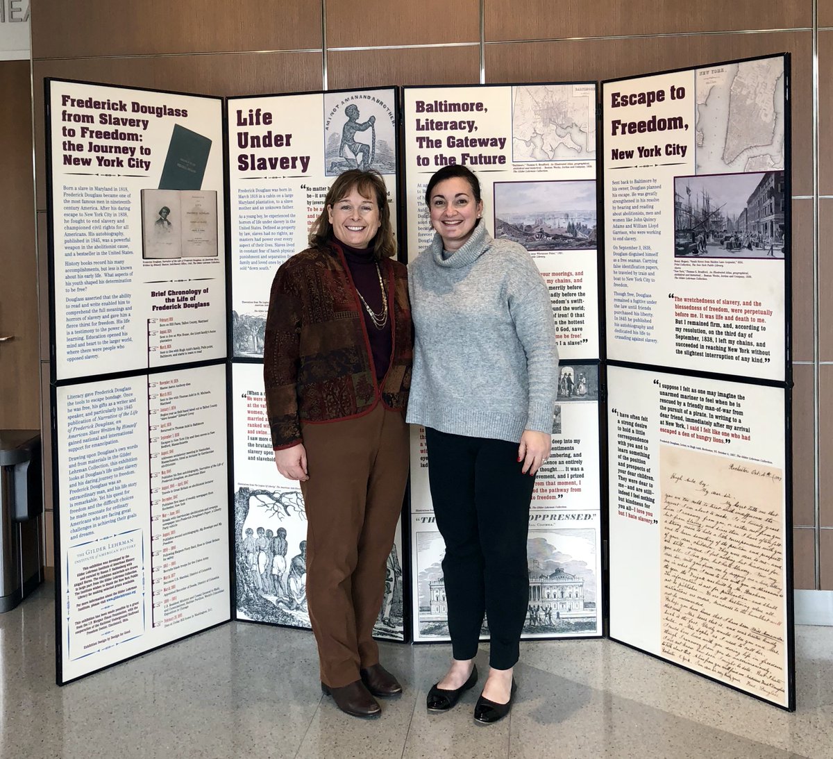 SaraRomeyn's tweet photo. We are hosting an exhibit from @GilderLerhman on the life and work of #FrederickDouglass @BullisSchool. All Juniors read Douglass' Narrative in English class and study antebellum slavery in American history class. #BullisTeachingAndLearning #BullisCollaborates https://t.co/scCwcJ2aYb