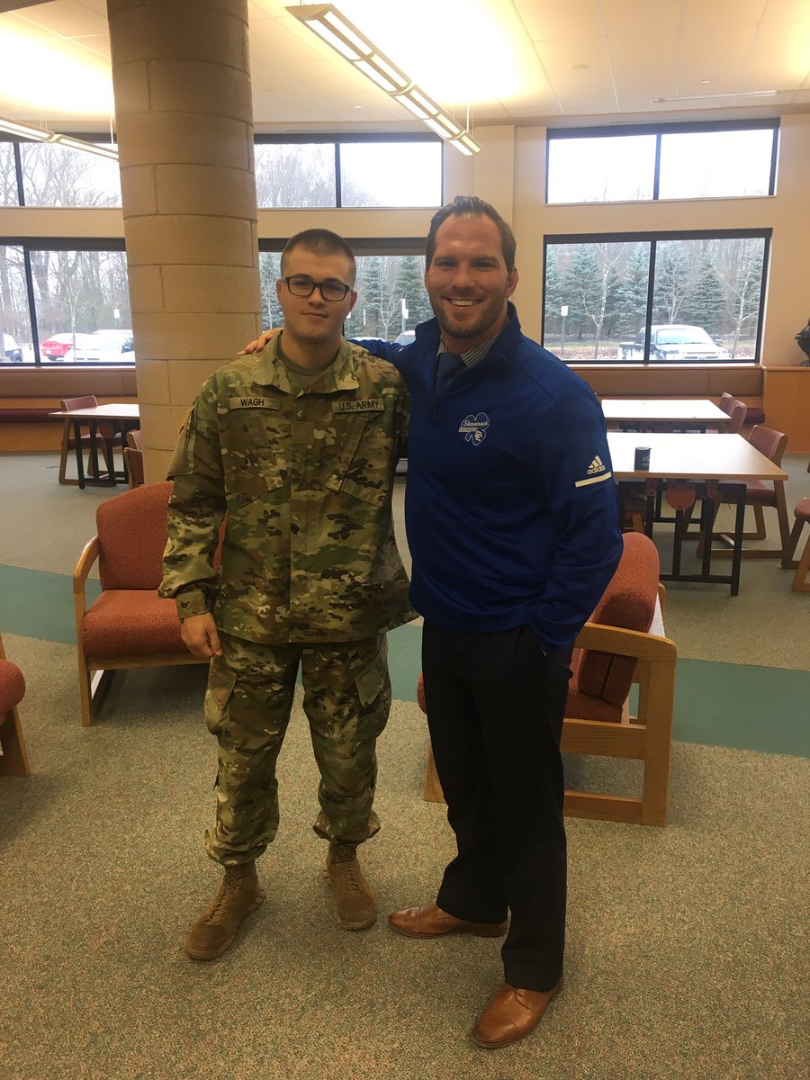Awesome to have CC ‘18 Gard, All Stater and current <a href="/USArmy/">U.S. Army</a> solider Aidan Wagh in the building today! #CCPride