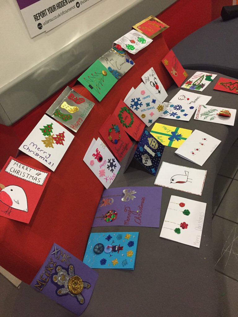hannahlbeattie's tweet photo. I #LoveSUs because of the variety in our work. Yesterday I went from a meeting about the impact Duke of Edinburgh award can have on student development to spending the afternoon crafting w/ volunteers to make Christmas cards for @BrianHouseCH hospice. #InspiringProjects #UCLanOOW https://t.co/9nPk98SVFN