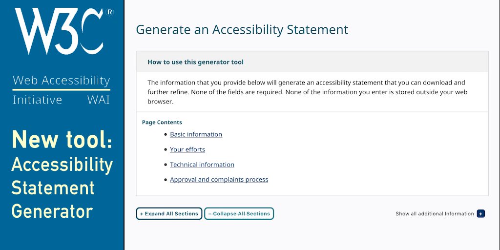 screen shot with "New tool: Accessibility Statement Generator"