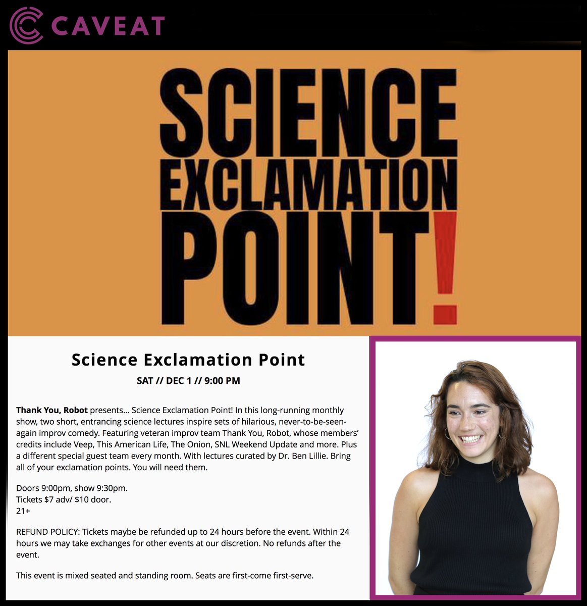 SinaiBrain's tweet photo. GET YOUR TICKETS for @caseylardner’s #ScienceExclamationPoint talk on #epigenetics. THIS SATURDAY @caveatnyc! Don’t forget to bring all of your‼️‼️’s! Tickets here👉 https://t.co/sL5pUfc6bd @thankyourobot @IcahnMountSinai @GradSchoolSinai https://t.co/YQ0mZpmVRw