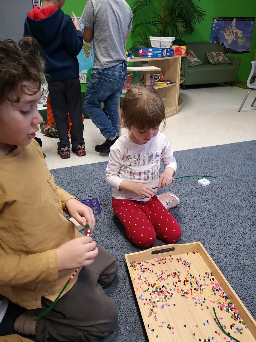 Mister_McLean's tweet photo. Enjoying a relaxing morning beading ornaments for our tree and jewelry for our friends! We made all sorts of repeating patterns and strengthened our fine motor skills! 😎 @OLPeaceOCSB #ArtisansAtWork #FineMotor https://t.co/ahzoeDaxZz