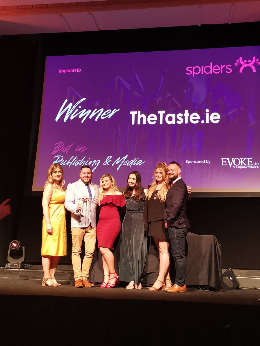 Thetaste_ie's tweet photo. Delighted that @Thetaste_ie has won the award for Best in Publishing and Media at the @spidersxtech awards #spiders18 😀 https://t.co/UnkGrOseRj