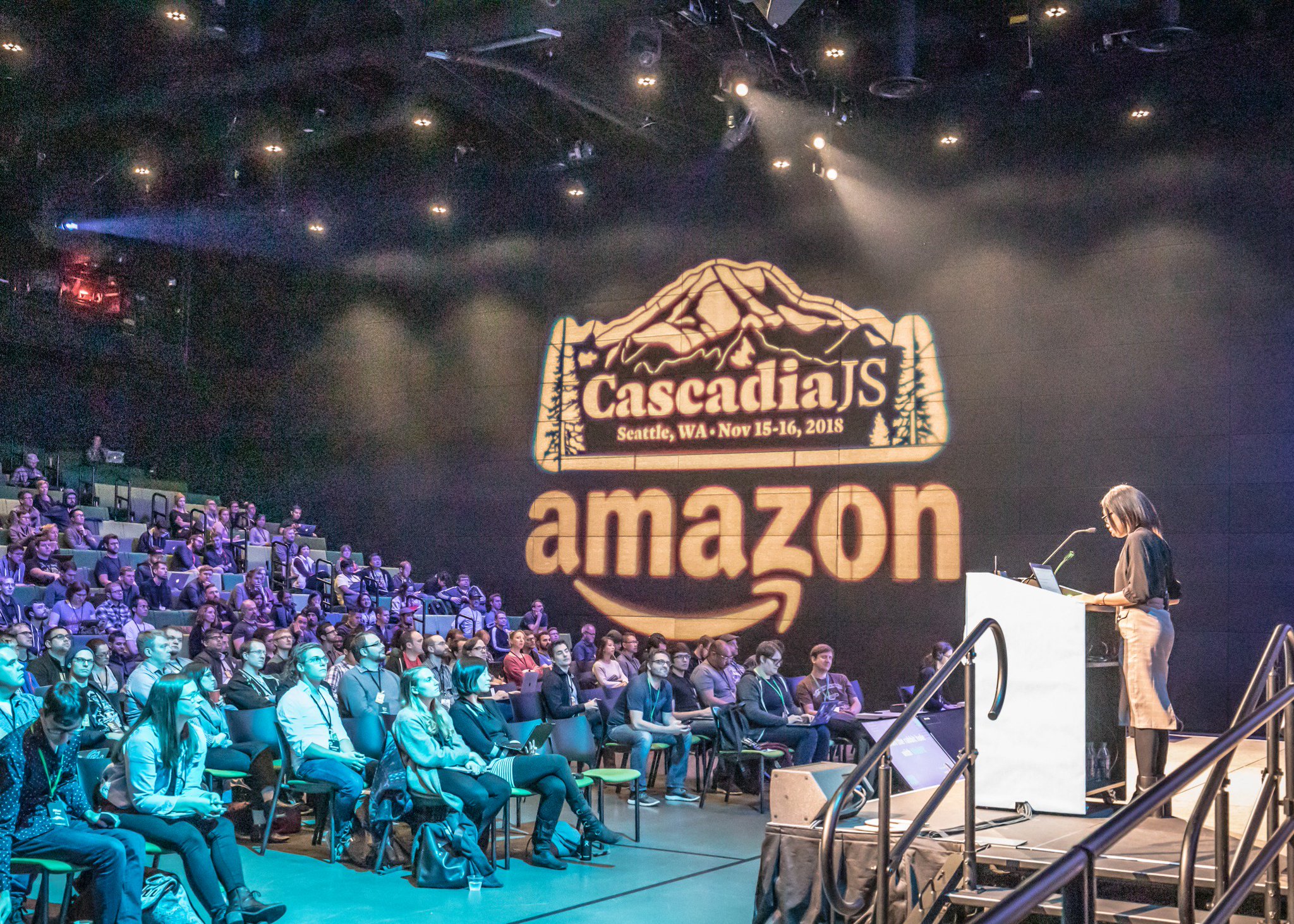 Amazon logo at CascadiaJS 2018