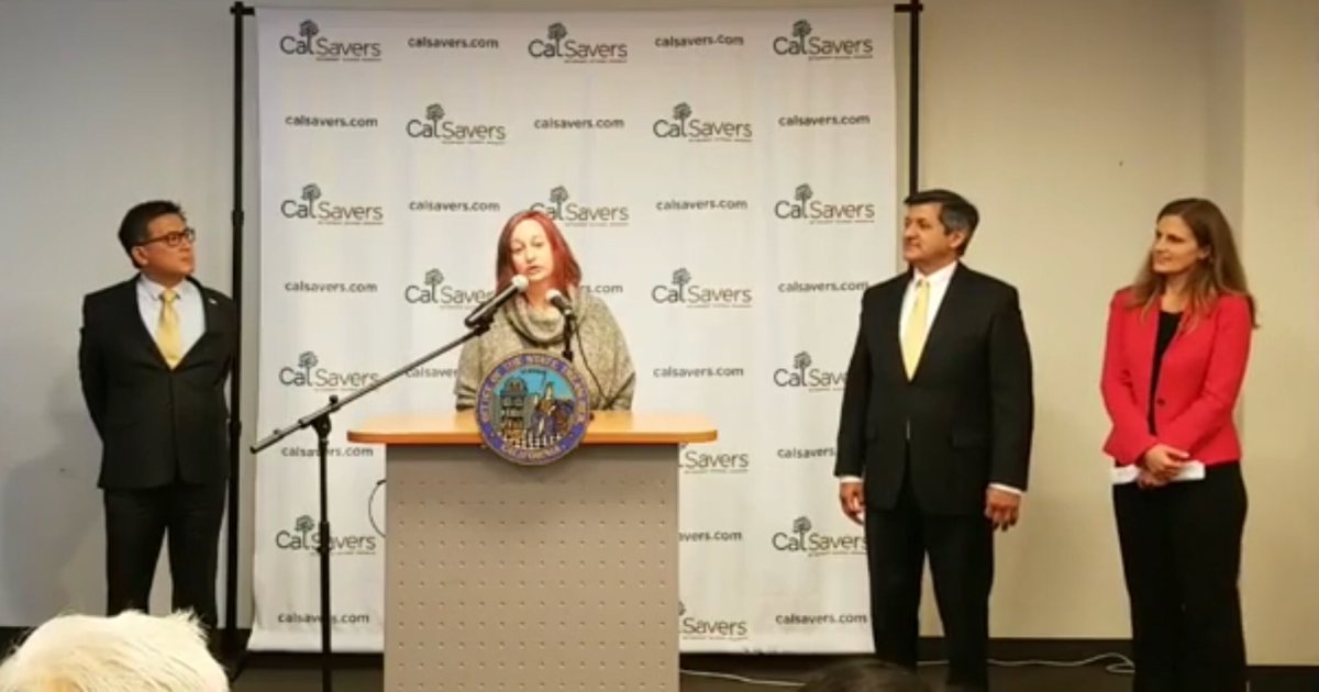 Today, two years after I testified in Sacramento, we got to launch @CalSavers retirement program for small business employees!!  Here at the press conference w/ @KatieSelenski @JohnChiangCA @TreasurerSF @SmlBizMajority at @UWBayArea Registration now open: calsavers.com