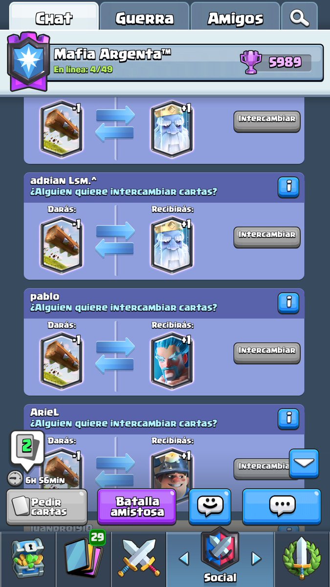 Algunos que den tronco y necesiten esas cartas? Les Paso link si no tienen mas de 4900 copas para entrar 

@DarkfightGT_  <a href="/supercell/">Supercell</a>