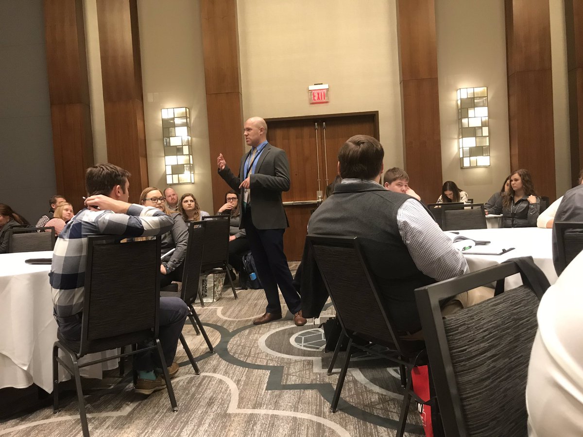 Mrs_Brown57's tweet photo. Thank you @RHinch13 for sharing with the #FAST18 group your advice to us as first year teachers! #NAAE18 #PSUAgEd19 https://t.co/uFUF710Rlk