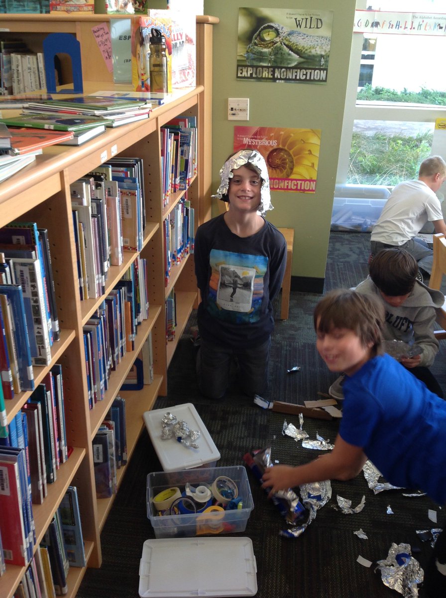 LBESlibrary's tweet image. #LB65 parents -- need holiday gift ideas?  5th gr. makerspace has taught me that tin foil and cardboard are all they need -- less costly too! #makerspace #5thgr