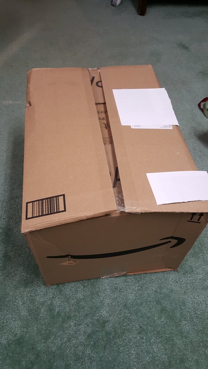 NyxEm7's tweet photo. @AmazonHelp  Just curious if this is always your version of "discreet packaging?" Because I'm honestly heartbroken that my mother could read what her brithday gift was before I could even wrap it. Really disappointed. https://t.co/mPvgcYekzq