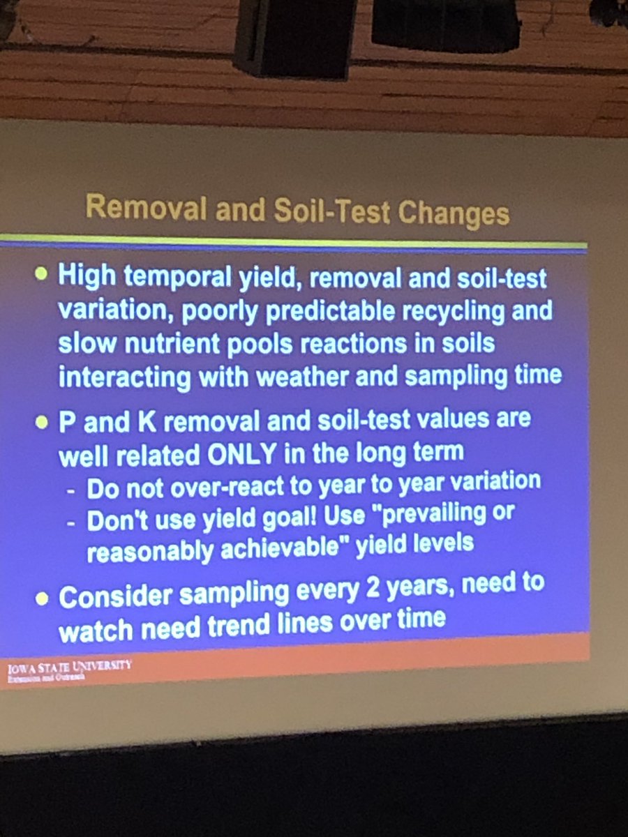 Do not over react to variation in soil testing. Look at long term trends and adjust accordingly and Soil Test more often than every 4-6 yrs.   #ICM30