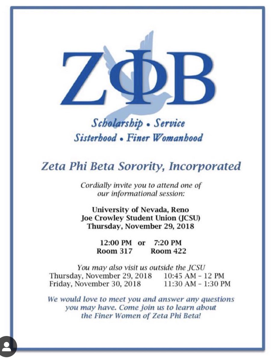 Zeta Phi Beta Sorority Inc informational meetings today and tomorrow.