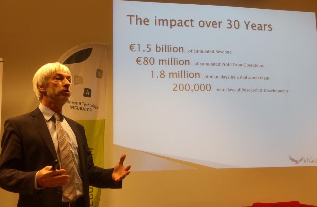 Toon's tweet photo. At launch of Amplitude+ accelerator in @ICABincubator Belgian OCR tech pioneer Pierre De Muelenaere recognises it takes time to scale a great company: “I didn’t start my (33 year old) business to be successful, but to have an interesting journey” https://t.co/WBBnx9JqVy #betech https://t.co/LhYslb8dMg