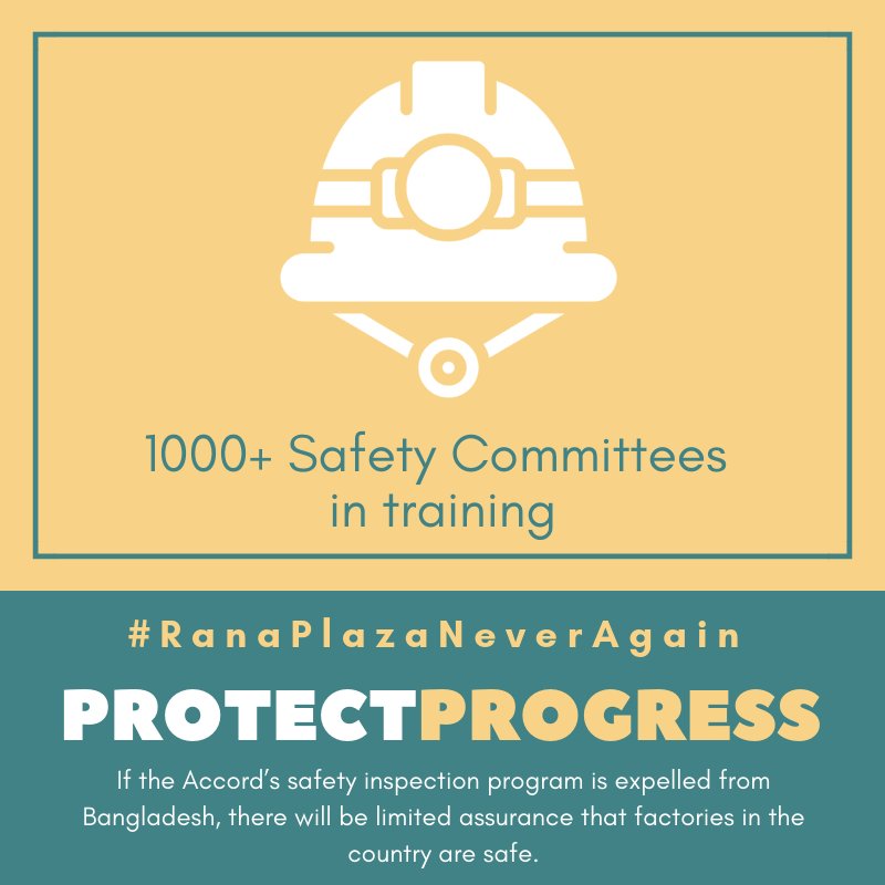 cleanclothes's tweet photo. We have been given one more week to make noise on the great work of the Accord &amp; how vital it is for workers. It should be able to complete its work from Bangladesh until 2021, as planned. Sign the petition at https://t.co/ASNbKYwlgo to #ProtectProgress #RanaPlazaNeverAgain https://t.co/O01eUhTo8U