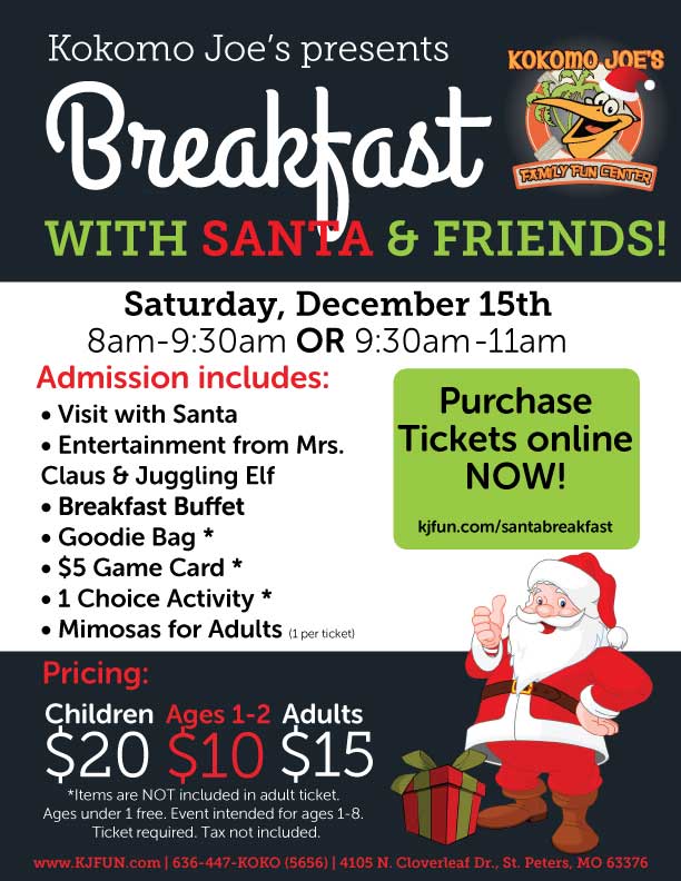 Don't forget to purchase your tickets for Breakfast with Santa! Visit kjfun.com/santabreakfast to reserve your spot!