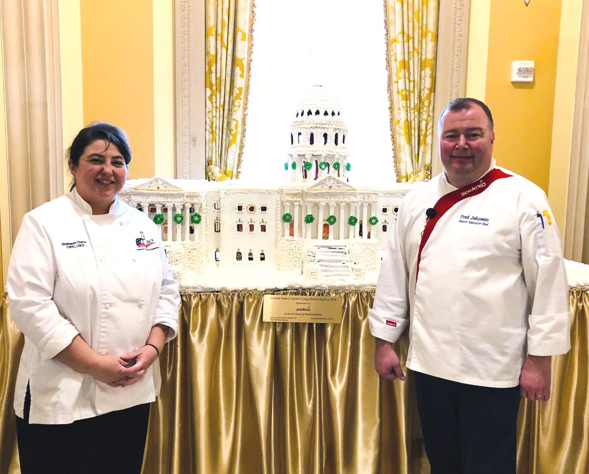 sodexoUSA's tweet photo. This massive 6.5 foot #GingerbreadCapitol is a delightful expression of our team's joy and creativity and took the team at the United States House of Representatives 125 hours to complete! It will be on display on the 1st floor of the @uscapitol until Jan. 1. #SodexoLoveOfFood https://t.co/Yh2ZLSLSZT