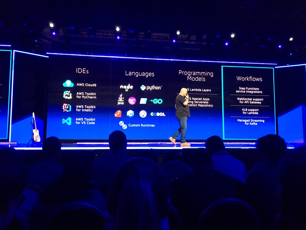 It’s Christmas for #serverless devs at #reInvent. Custom runtimes, dependency layers, composable apps, enhanced SFN workflows, API Gateway websockets, Lambda+ALB, managed Kafka, oh my!