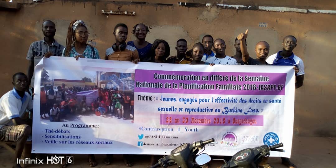 Les JASR/PF-BF en collaboration avec les MAJ ABBEF avec l'appui de MdM-F commémorent en différé la 2e édition de la SNPF 2018; thème: « Jeunes, engagés pour l’effectivité des droits en santé sexuelle et reproductive au BF>>. 
#Contraception_4_Youth
@JASRPF_Burkina
<a href="/MajBurkina/">MAJ ABBEF Burkina</a>