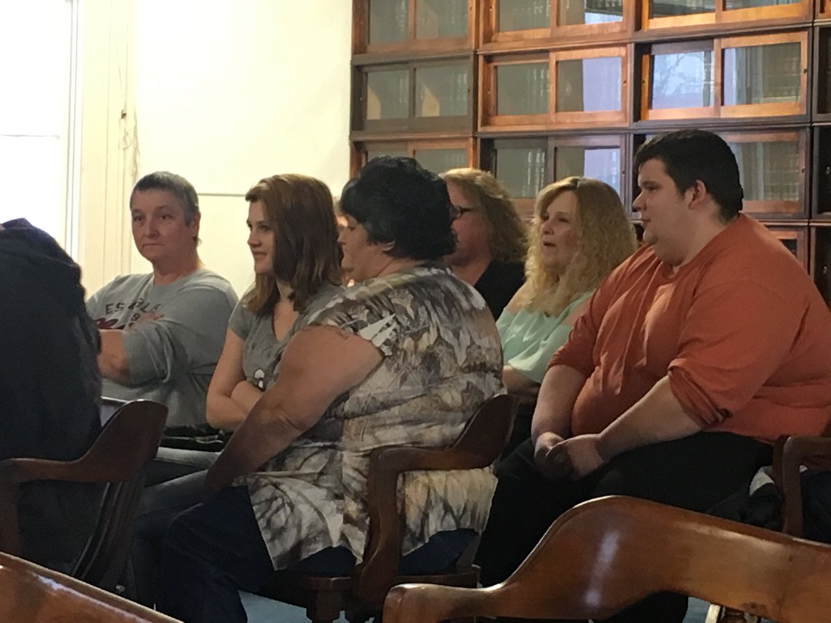 Rhoden family members wait at Pike County Common Pleas Court for arraignment of Angela Wagner, charged with eight counts of aggravated murder.  ⁦<a href="/WCPO/">WCPO 9</a>⁩
