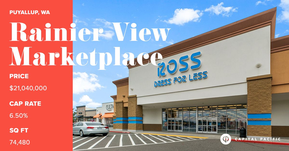 CapitalPacific's tweet image. New to the Market! Rainier View Marketplace is an institutional quality #RetailCenter anchored by Ross Dress for Less and ULTA Beauty. The Property is located between Walmart and Fred Meyer. For more information: buff.ly/2Q1wRr6 #CRE #AvailableNow