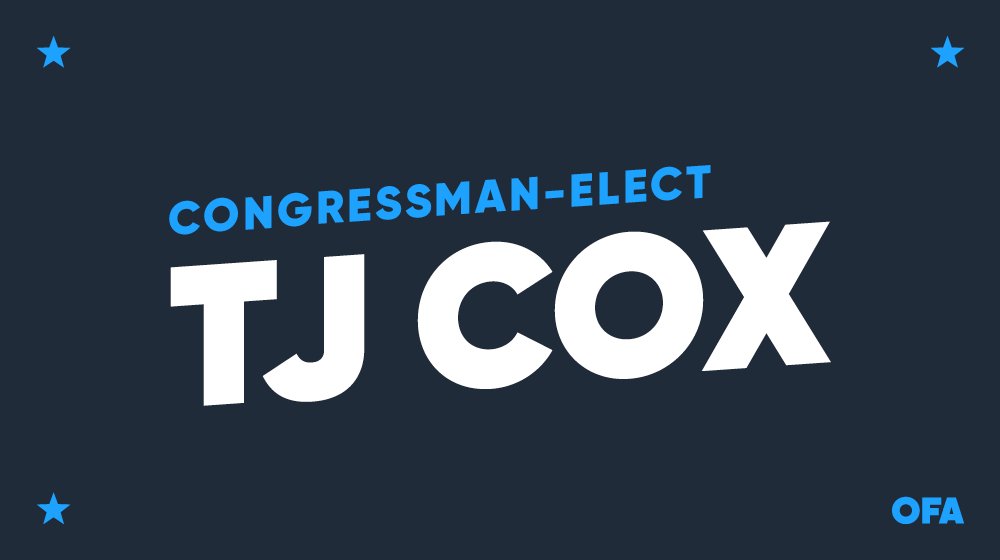 allontheline_ca's tweet photo. That's +7 seats in California and +40 seats nationwide. Congrats to the volunteers and organizers of #CA21 on your new congressman-elect, @TJCoxCongress! #OrganizingFor18 https://t.co/RMbQClUj5R