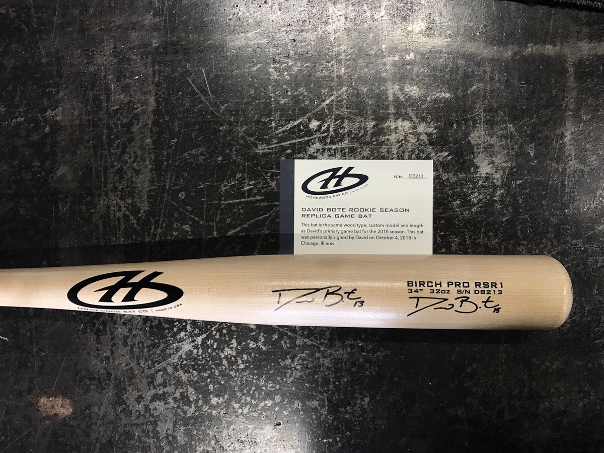 HOMEWOOD BAT (@homewoodbat) on Twitter photo Limited number of autographed <a href="/DavidBote13/">David Bote</a> replica game bats. This is the ultimate gift for the Northside baseball fan or collector on your list. $95 plus tax and shipping. You must call the shop (708)713-8000 to order. Limited number of autographed <a href="/DavidBote13/">David Bote</a> replica game bats. This is the ultimate gift for the Northside baseball fan or collector on your list. $95 plus tax and shipping. You must call the shop (708)713-8000 to order.